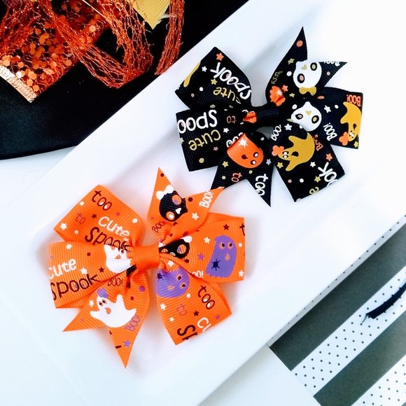 Halloween Hair Bows Hair Clips Ghost Skull - Picture 1 of 5
